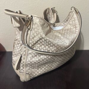 Coach Cream Patterned Shoulder Bag